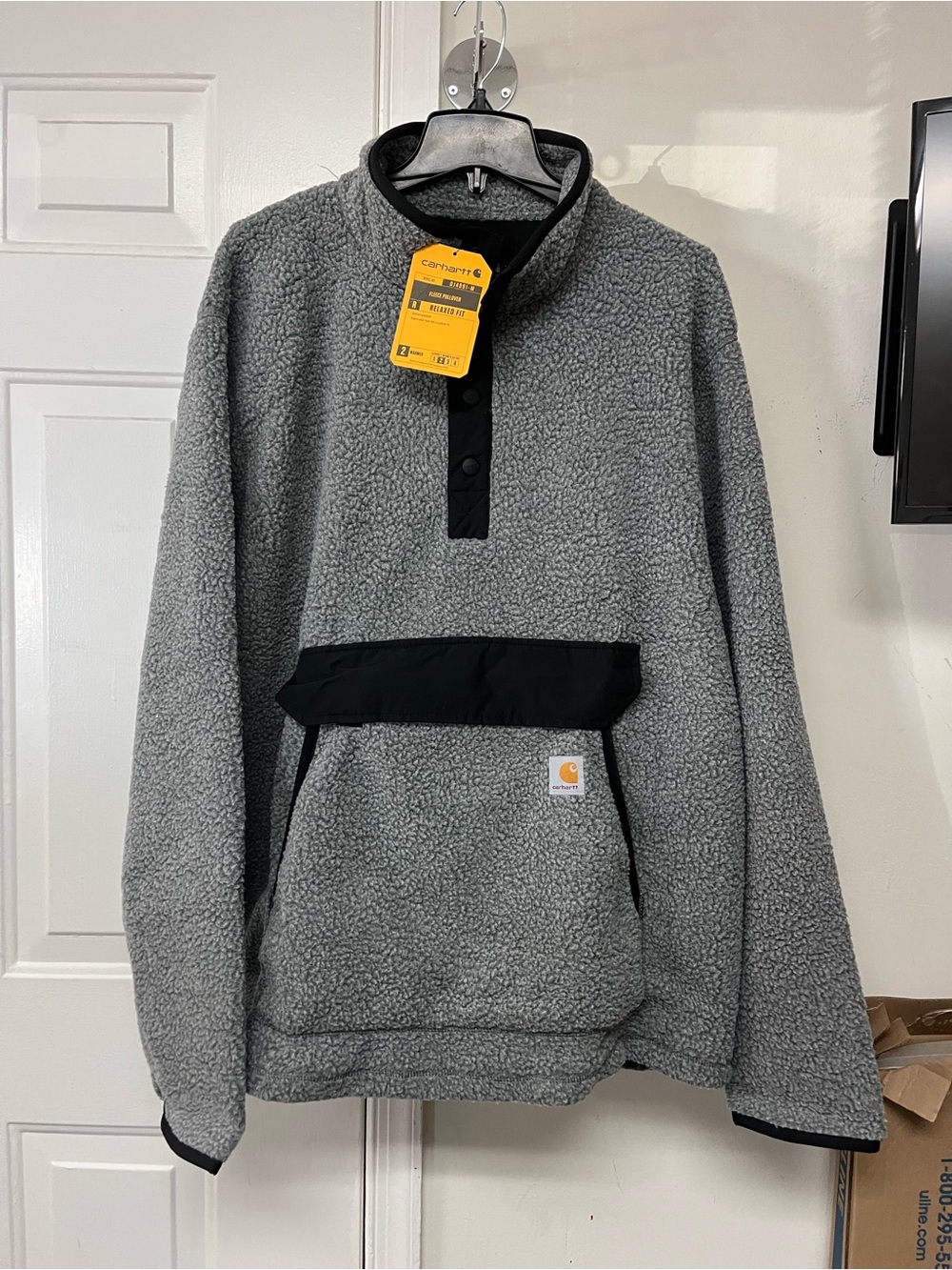 Carhartt Gray Sherpa Pullover with Black Trim